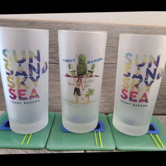 Tommy Bahama Dining Set Of 3 Tommy Bahama Frosted Drinking Glasses